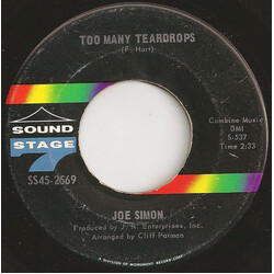 Joe Simon Too Many Teardrops USED VINYL 7INCH 45 RPM SINGLE