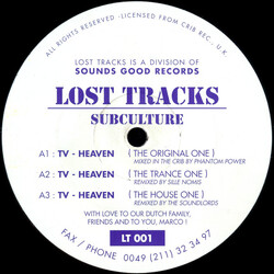 SubCulture (3) TV-Heaven USED VINYL 12INCH 33 S RPM