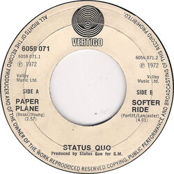 Status Quo Paper Plane USED VINYL 7INCH SINGLE 45 RPM