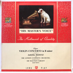 Sir Edward Elgar / Jascha Heifetz / London Symphony Orchestra / Sir Malcolm Sargent Violin Concerto In B Minor Vinyl LP USED