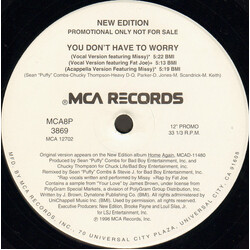New Edition You Don't Have To Worry USED VINYL 12INCH 33 S RPM PROMO