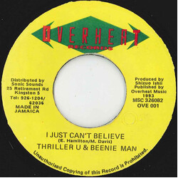 Beenie Man / Thriller U I Just Can't Believe USED VINYL 7INCH