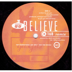 GusGus Believe USED VINYL 12INCH 33 S RPM PROMO