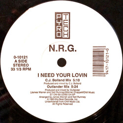 N.R.G. I Need Your Lovin USED VINYL 12INCH 33 S RPM
