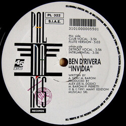 Ben D'Rivera Invidia USED VINYL 12INCH 45 RPM