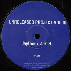 JayDee + A.K.H. Unreleased Project Vol III USED VINYL 12INCH 45 RPM 33 S RPM
