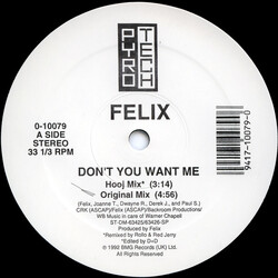 Felix Don't You Want Me USED VINYL 12INCH 33 S RPM