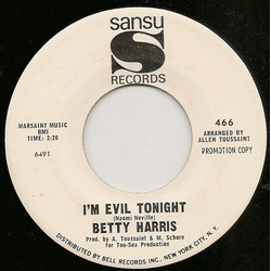 Betty Harris I'm Evil Tonight Vinyl 7" USED