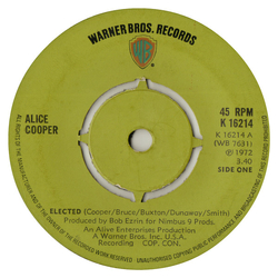 Alice Cooper auto-1 Elected Vinyl 7" USED