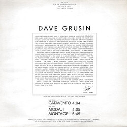 Dave Grusin Catavento USED VINYL 12INCH 33 S RPM PROMO EP