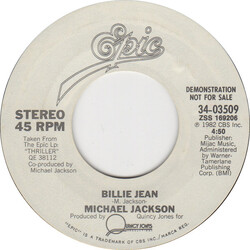 Michael Jackson Billie Jean USED VINYL 7INCH 45 RPM SINGLE PROMO STYRENE STEREO