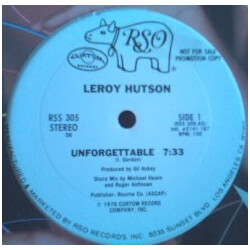 Leroy Hutson Unforgettable USED VINYL 12INCH 33 S RPM PROMO