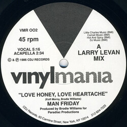 Man Friday Love Honey, Love Heartache USED VINYL 12INCH 45 RPM REISSUE