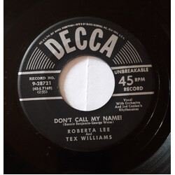 Tex Williams / Roberta Lee Don't Call My Name! / Hey! Mister Cotton Picker USED VINYL 7INCH 45 RPM SINGLE
