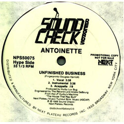 Antoinette / Hurby's Machine Unfinished Business / Hit 'Em With This USED VINYL 12INCH PROMO 33 S RPM
