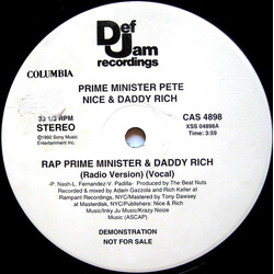 Prime Minister Pete Nice / Daddy Rich Rap Prime Minister & Daddy Rich USED VINYL 12INCH 33 S RPM PROMO STEREO