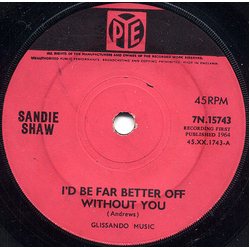 Sandie Shaw I'd Be Far Better Off Without You Vinyl 7" USED