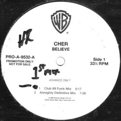 Cher Believe USED VINYL 12INCH 33 S RPM ADVANCE PROMO