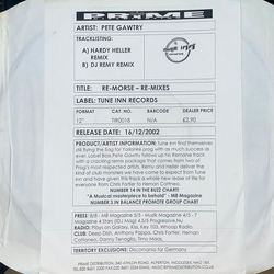 Pete Gawtry Re-Morse Remixes USED VINYL 12INCH WHITE LABEL