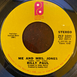 Billy Paul Me And Mrs. Jones / Your Song USED VINYL 7INCH 45 RPM SINGLE STYRENE STEREO