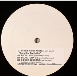 DJ Pope / Adrian Moore (2) Each One Teach One USED VINYL 12INCH LIMITED EDITION WHITE LABEL PROMO 33 S RPM