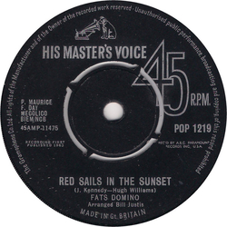 Fats Domino Red Sails In The Sunset Vinyl 7" USED