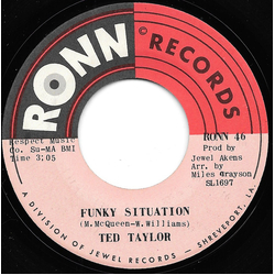 Ted Taylor Funky Situation / I'm Glad You're Home Vinyl 7" USED