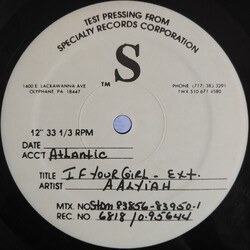 Aaliyah If Your Girl Only Knew USED VINYL 12INCH 33 S RPM TEST PRESSING