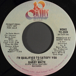 Barry White I'm Qualified To Satisfy You USED VINYL 7INCH 45 RPM SINGLE PROMO STEREO MONO