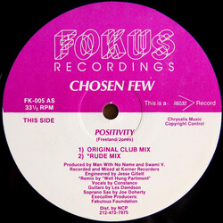 Chosen Few (2) Positivity USED VINYL 12INCH 33 S RPM
