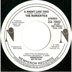 The Romantics A Night Like This Vinyl 7" USED
