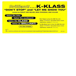 K-Klass Don't Stop / Let Me Show You USED VINYL 12INCH 33 S RPM PROMO