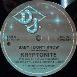 Kryptonite Baby I Don't Know USED VINYL 12INCH 33 S RPM