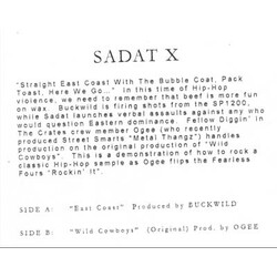Sadat X East Coast USED VINYL 12INCH 33 S RPM WHITE LABEL