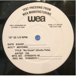 702 No Doubt (Ghetto Pella) USED VINYL 12INCH 33 S RPM TEST PRESSING