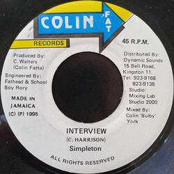 Simpleton Interview USED VINYL 7INCH 45 RPM