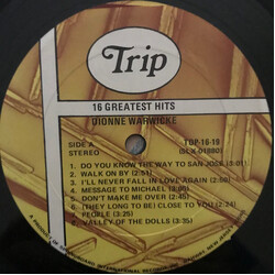 Dionne Warwick 16 Greatest Hits Vinyl LP USED