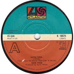 Gene Page Satin Soul USED VINYL 7INCH 45 RPM SINGLE