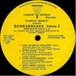 Frankie Bones / Bonesbreaks Volume 2 (Raw Beats For D.J.'s) Vinyl LP USED
