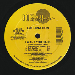 Fascination I Want You Back USED VINYL 12INCH 33 S RPM