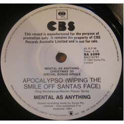 Mental As Anything Apocalypso (Wiping The Smile Off Santas Face) USED VINYL 7INCH 45 RPM SINGLE PROMO
