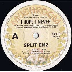 Split Enz I Hope I Never USED VINYL 7INCH 45 RPM SINGLE