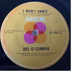 Des O'Connor I Won't Dance USED VINYL 7INCH 45 RPM SINGLE STEREO