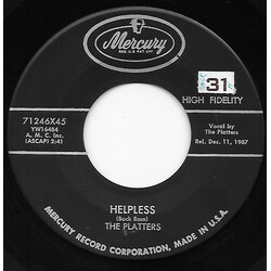 The Platters Helpless / Indiff'rent USED VINYL 7INCH SINGLE 45 RPM