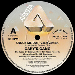 Gary's Gang Knock Me Out USED VINYL 12INCH 45 RPM SINGLE