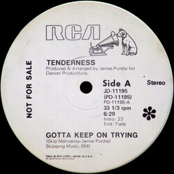 Tenderness Gotta Keep On Trying USED VINYL 12INCH 33 S RPM SINGLE PROMO