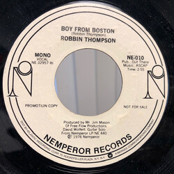 Robbin Thompson Boy From Boston USED VINYL 7INCH 45 RPM SINGLE PROMO STYRENE STEREO MONO