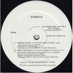 Syreeta Quick Slick / Out The Box USED VINYL 12INCH PROMO 33 S RPM