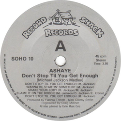 Ashaye Don't Stop Till You Get Enough (Michael Jackson Medley) Vinyl 7" USED