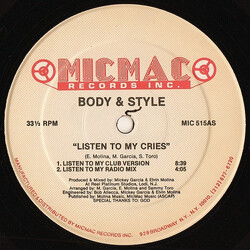 Body & Style Listen To My Cries USED VINYL 12INCH 33 S RPM